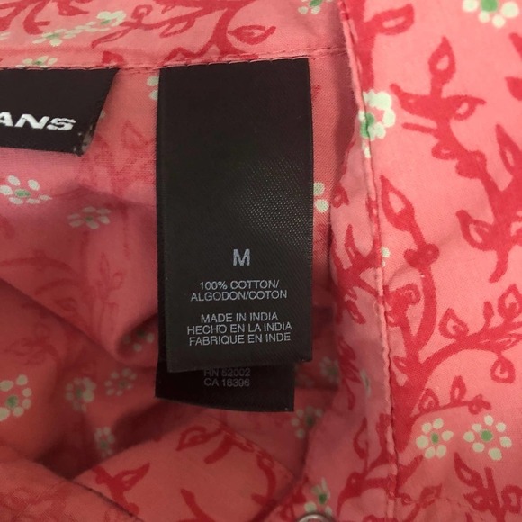 DKNY Jeans Women's Size Medium Floral Snap Front Shirt Pink - Picture 7 of 9
